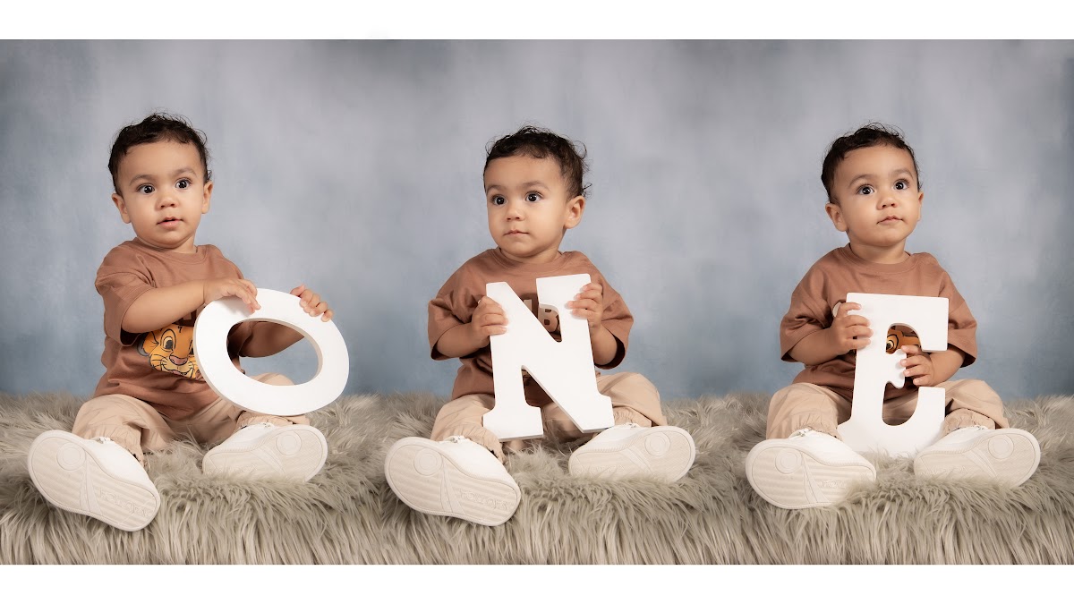 First birthday portrait triptych